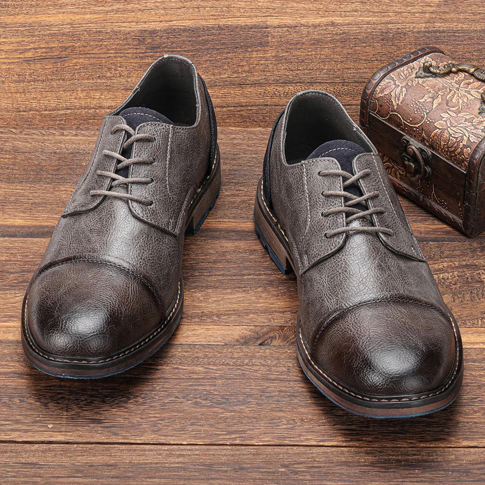 Retro Men's Casual Derby Shoes 2025 Fashion Leather Footwear New Style Men's Slip-On Comfortable Men Shoes - Image 16