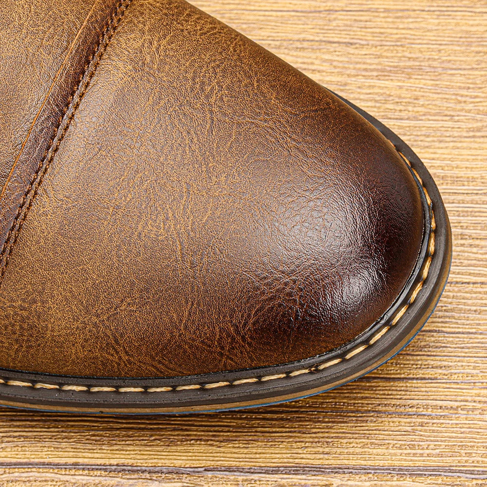 Retro Men's Casual Derby Shoes 2025 Fashion Leather Footwear New Style Men's Slip-On Comfortable Men Shoes - Image 3