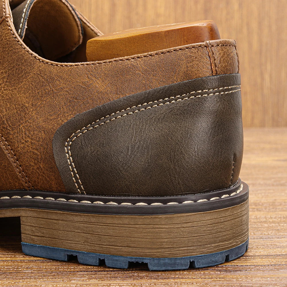 Retro Men's Casual Derby Shoes 2025 Fashion Leather Footwear New Style Men's Slip-On Comfortable Men Shoes - Image 4