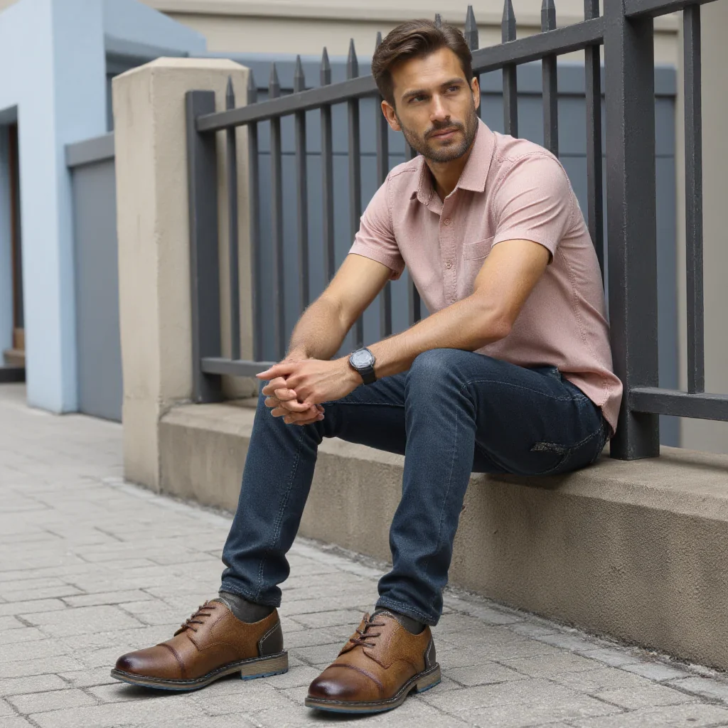 Retro Men's Casual Derby Shoes 2025 Fashion Leather Footwear New Style Men's Slip-On Comfortable Men Shoes - Image 6