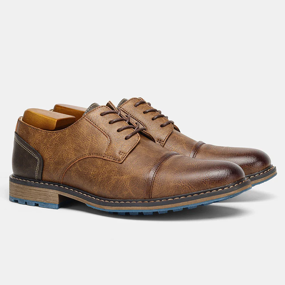 Retro Men's Casual Derby Shoes 2025 Fashion Leather Footwear New Style Men's Slip-On Comfortable Men Shoes - Image 9