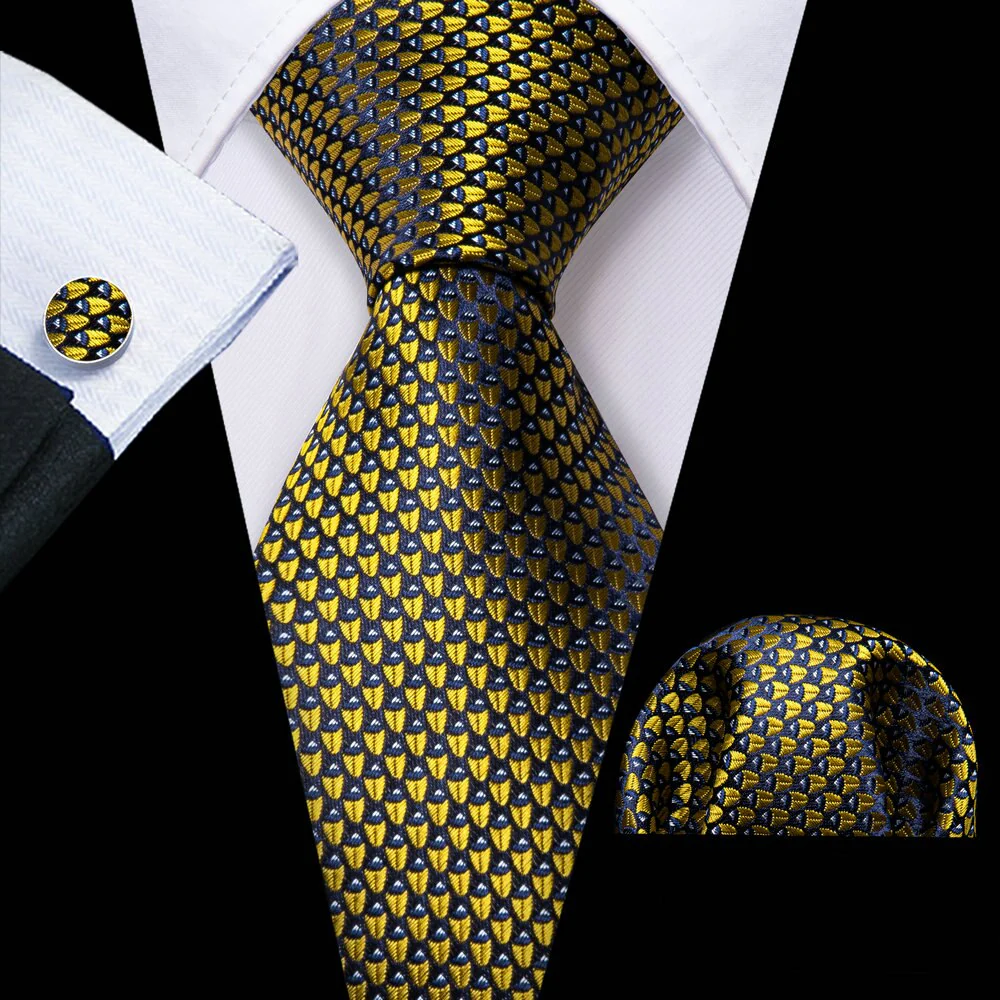 Retro Orange Floral Men Tie Set Silk Jacquard Necktie Wedding Business Handkerchief Cufflinks Tie Barry.Wang Designer FA-5346 - Image 10