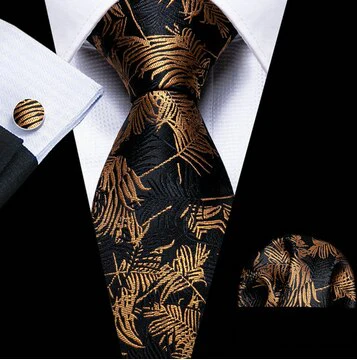 Retro Orange Floral Men Tie Set Silk Jacquard Necktie Wedding Business Handkerchief Cufflinks Tie Barry.Wang Designer FA-5346 - Image 25