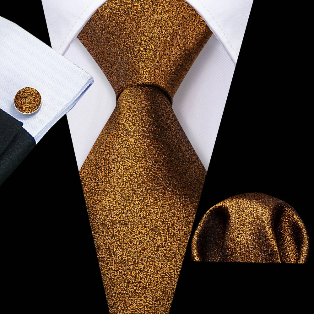 Retro Orange Floral Men Tie Set Silk Jacquard Necktie Wedding Business Handkerchief Cufflinks Tie Barry.Wang Designer FA-5346 - Image 30