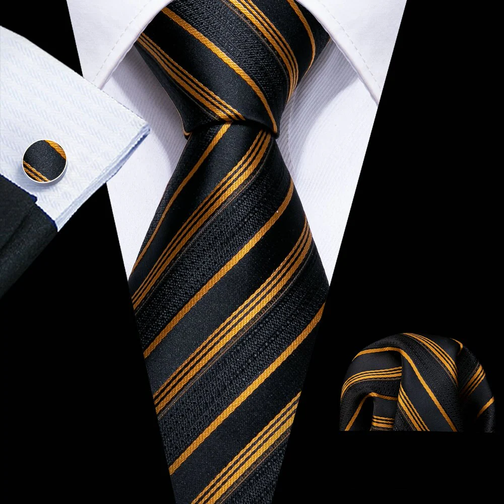 Retro Orange Floral Men Tie Set Silk Jacquard Necktie Wedding Business Handkerchief Cufflinks Tie Barry.Wang Designer FA-5346 - Image 35
