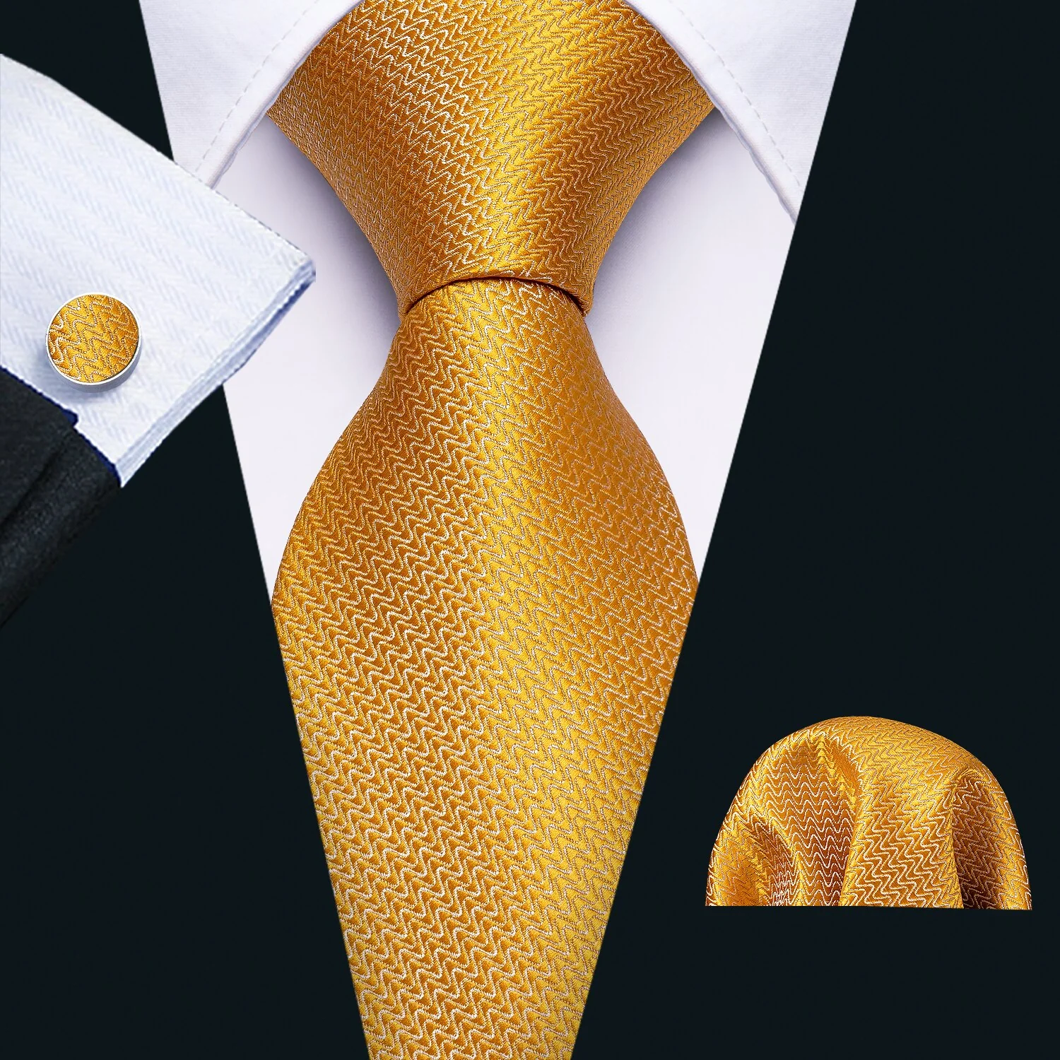 Retro Orange Floral Men Tie Set Silk Jacquard Necktie Wedding Business Handkerchief Cufflinks Tie Barry.Wang Designer FA-5346 - Image 38