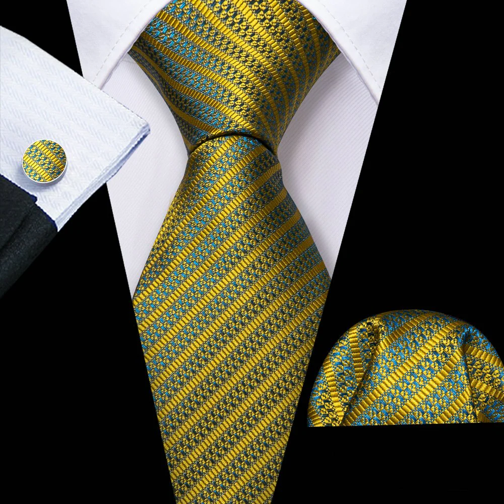 Retro Orange Floral Men Tie Set Silk Jacquard Necktie Wedding Business Handkerchief Cufflinks Tie Barry.Wang Designer FA-5346 - Image 40