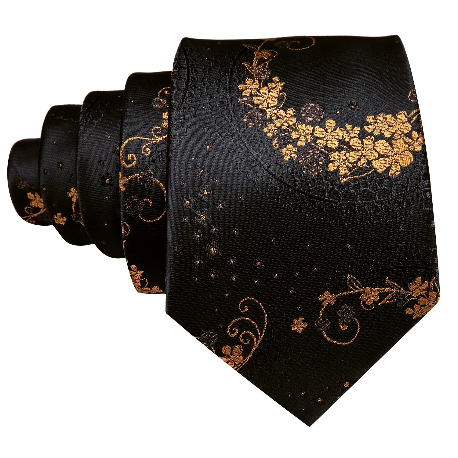 Retro Orange Floral Men Tie Set Silk Jacquard Necktie Wedding Business Handkerchief Cufflinks Tie Barry.Wang Designer FA-5346 - Image 42