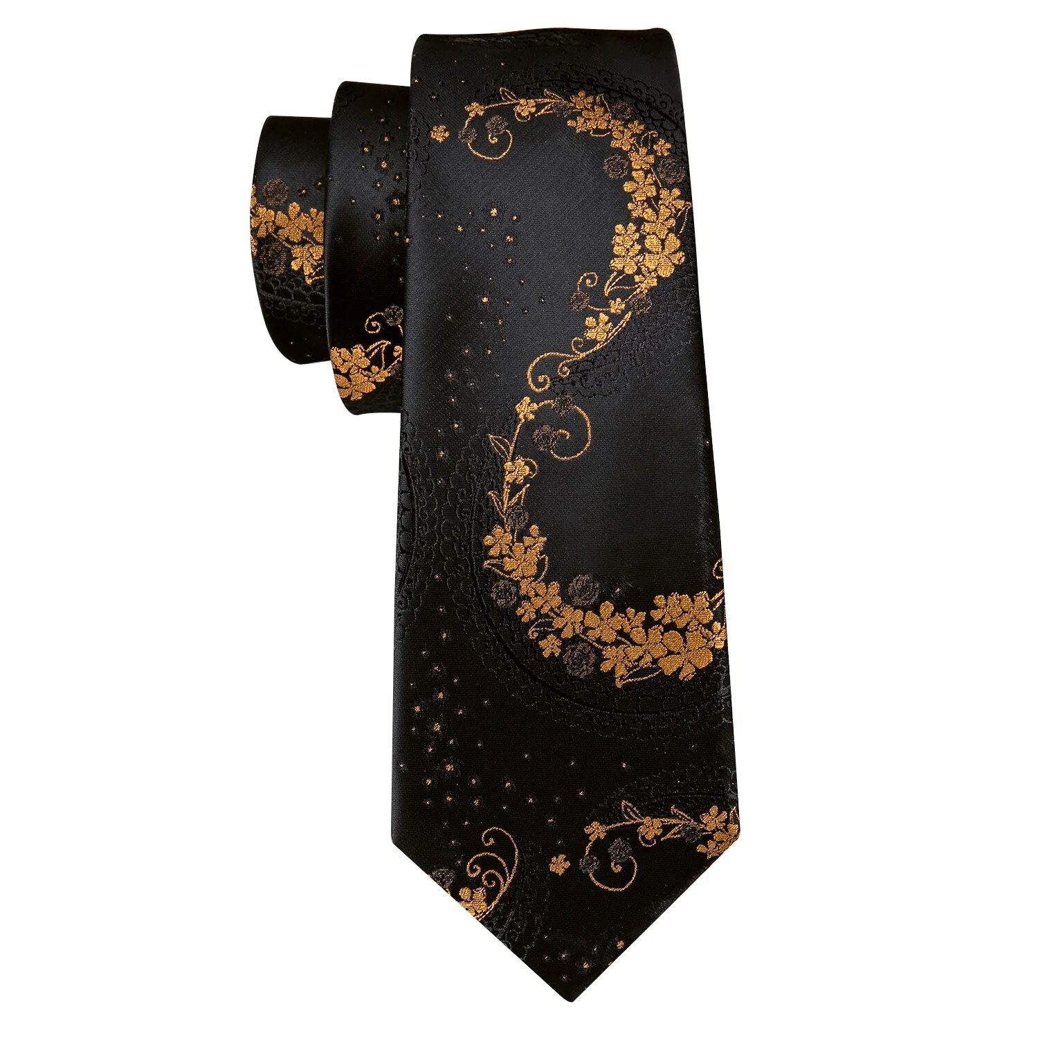 Retro Orange Floral Men Tie Set Silk Jacquard Necktie Wedding Business Handkerchief Cufflinks Tie Barry.Wang Designer FA-5346 - Image 44