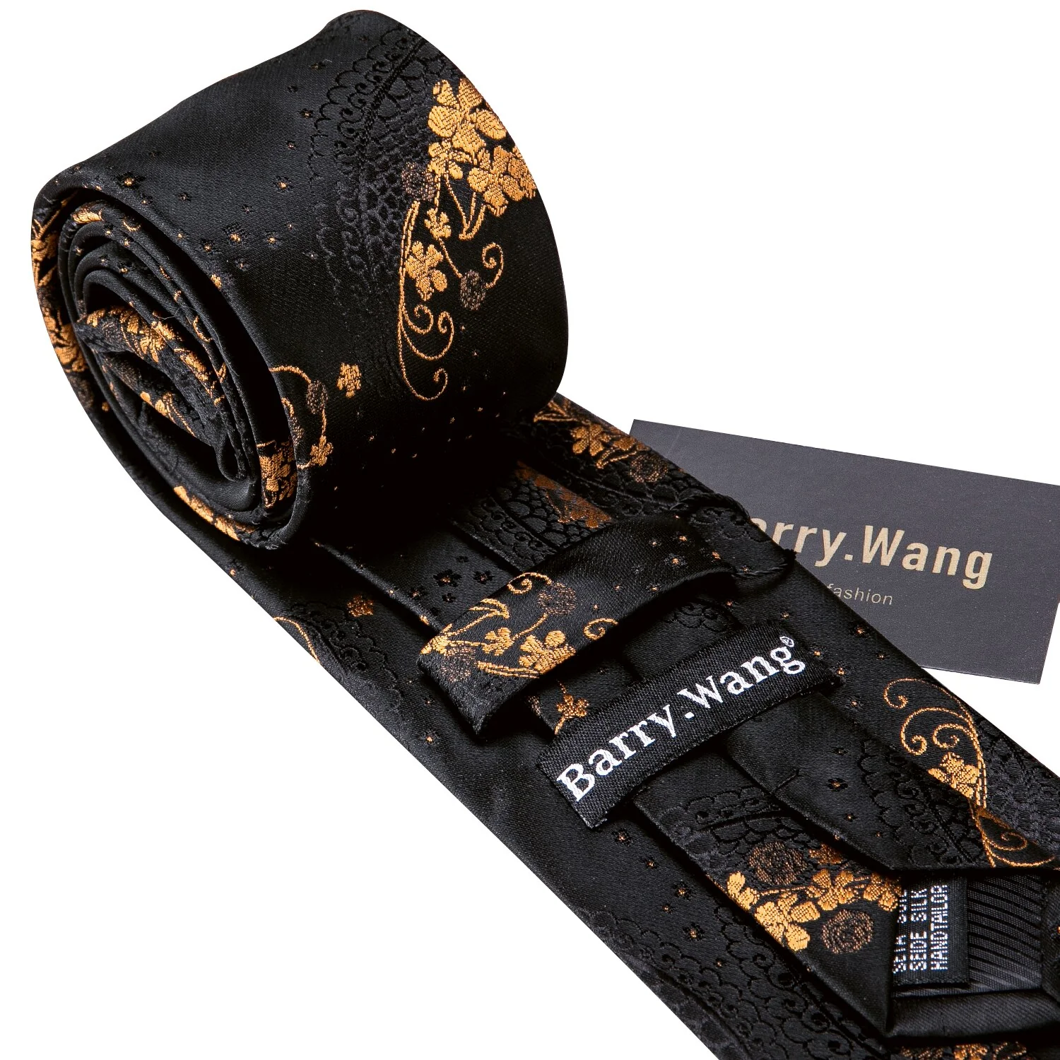 Retro Orange Floral Men Tie Set Silk Jacquard Necktie Wedding Business Handkerchief Cufflinks Tie Barry.Wang Designer FA-5346 - Image 45