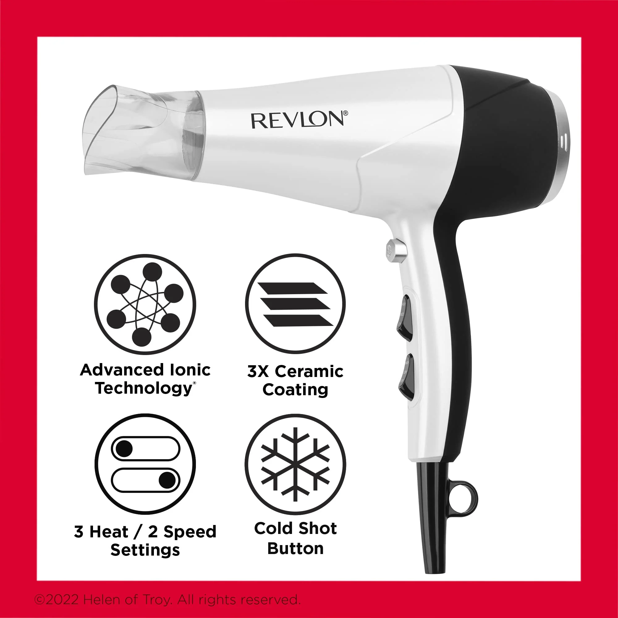REVLON Infrared Hair Dryer | 1875 Watts of Lift, Body, and Volume (White) - Image 3