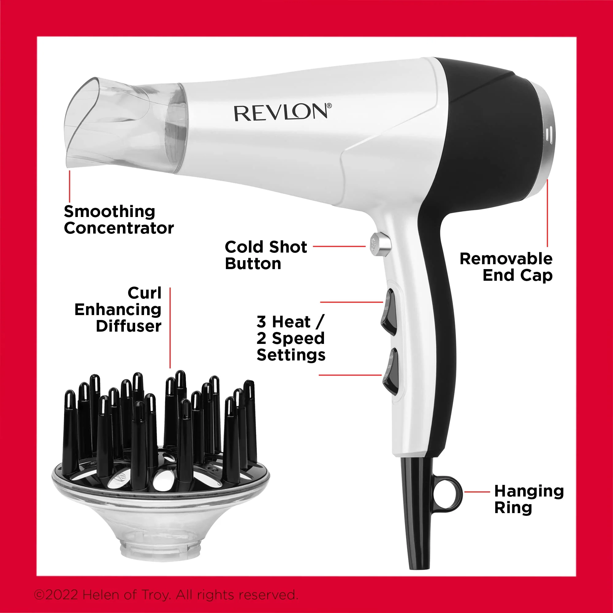 REVLON Infrared Hair Dryer | 1875 Watts of Lift, Body, and Volume (White) - Image 4