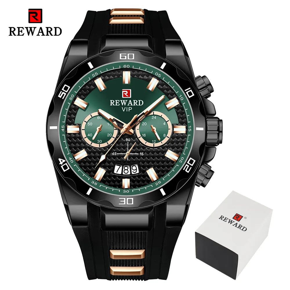 REWARD Fashion Big Dial Men's Watch Men Top Brand Luxury Chronograph Silicone Sport Quartz Watches Waterproof relogio Masculino - Image 3