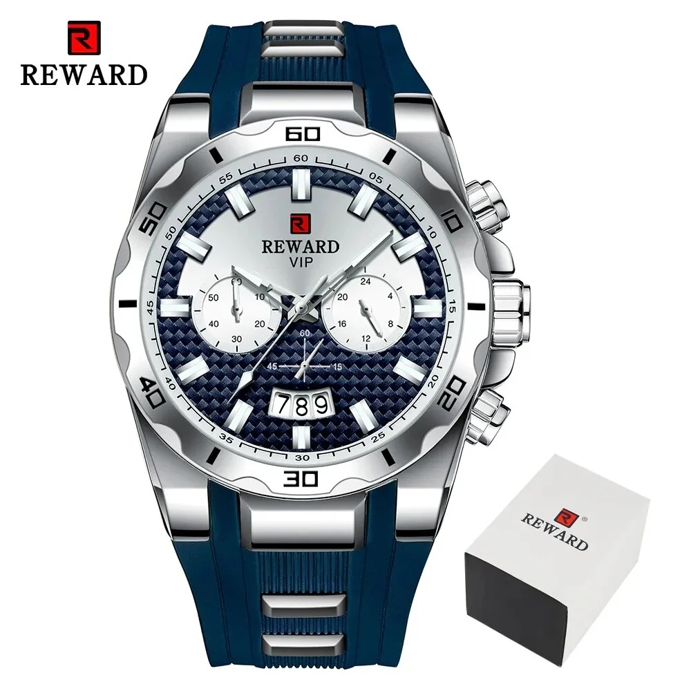 REWARD Fashion Big Dial Men's Watch Men Top Brand Luxury Chronograph Silicone Sport Quartz Watches Waterproof relogio Masculino - Image 9