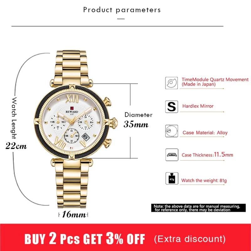 REWARD Luxury Fashion Women Watches Waterproof Casual Quartz Ladys Watch for Woman Dress Ladies Wristwatches Relogio Feminino - Image 12