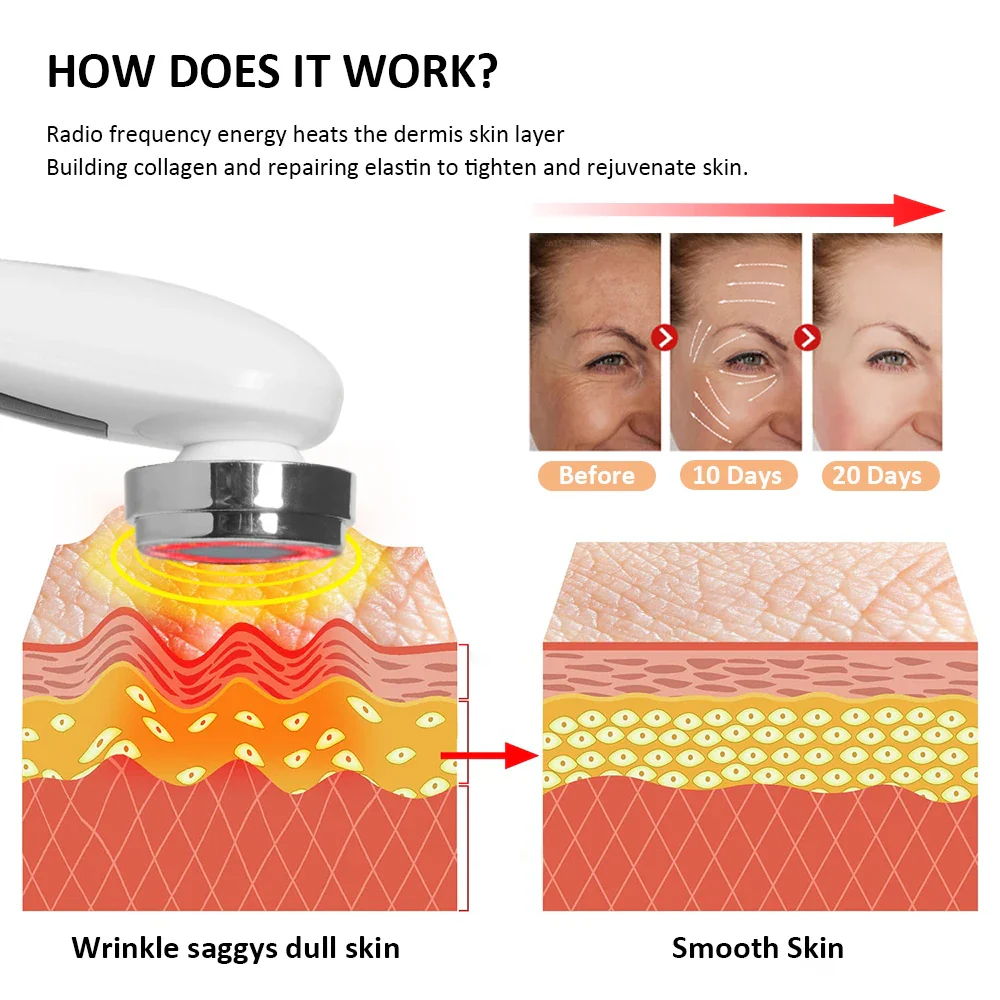 RF Skin Tightening Machine Face Lifting Device For Wrinkle Anti Aging EMS Skin Rejuvenation Radio Frequency Facial Massager - Image 4