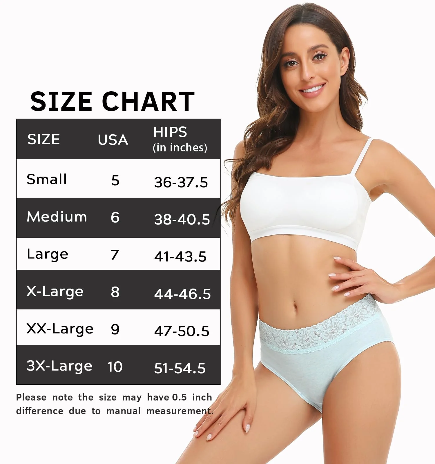 RHYFF Womens Underwear Cotton Hipster Panties Lace Soft Bikini Panty Ladies Stretch Full Briefs 5 Pack S-XL(R6004M-Light) - Image 2