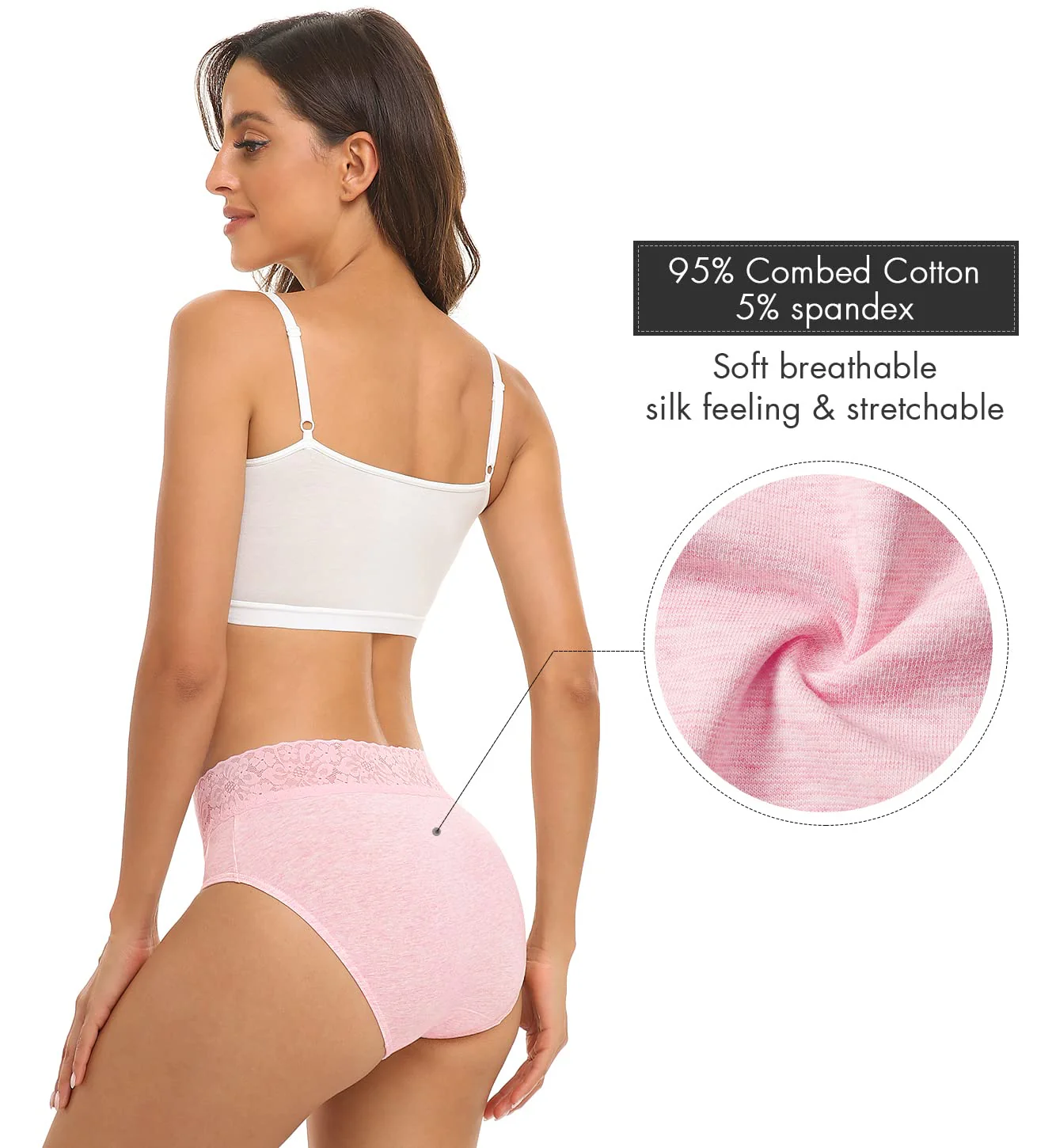 RHYFF Womens Underwear Cotton Hipster Panties Lace Soft Bikini Panty Ladies Stretch Full Briefs 5 Pack S-XL(R6004M-Light) - Image 5