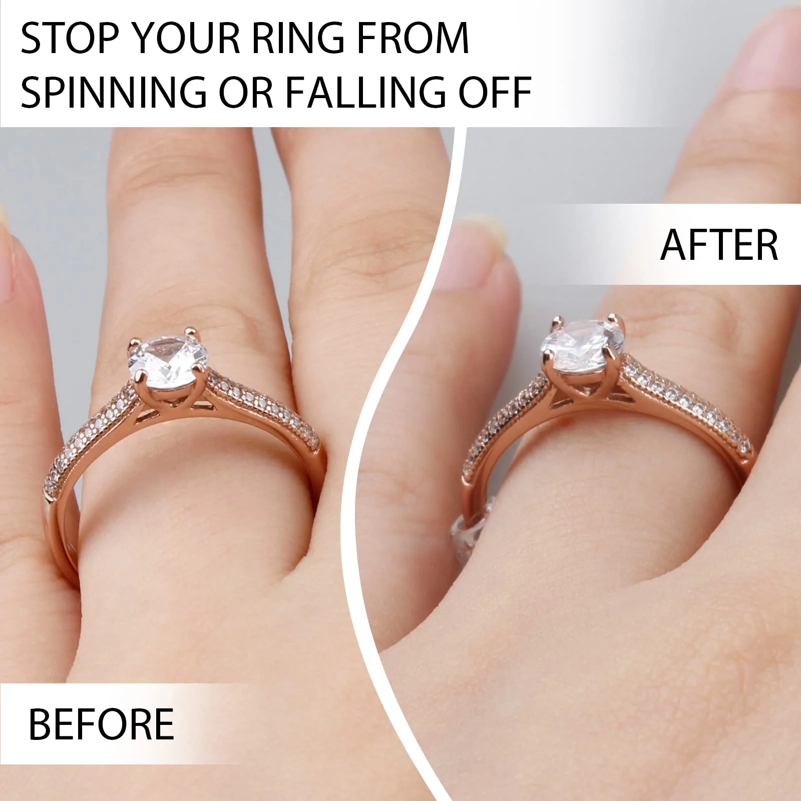 Ring Size Adjuster for Loose Rings, Eiito Ring Sizers Ring Spacers or Ring Tightener - Invisible Ring Guards - 6 Sizes Fitter, Resizer Fit Almost Any Size Rings - Image 4