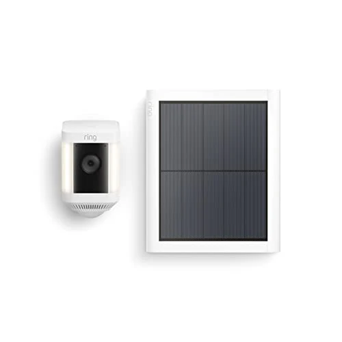 Ring Spotlight Cam Plus, Solar | Two-Way Talk, Color Night Vision, and Security Siren (2022 release) - White