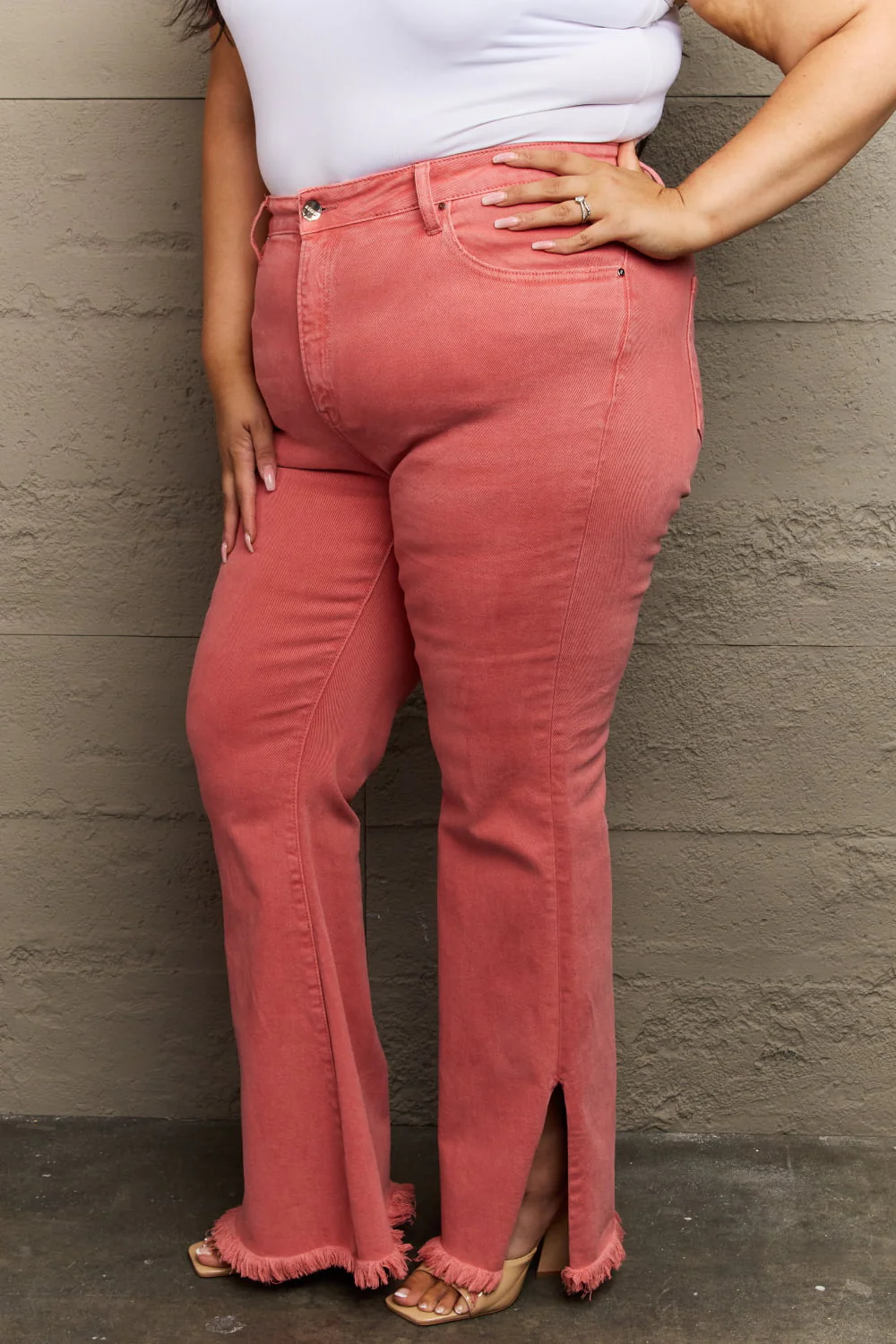 RISEN Bailey Full Size High Waist Side Slit Flare Jeans - Image 3