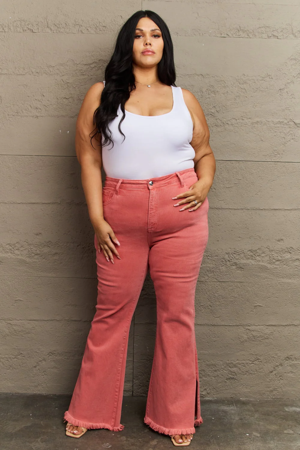 RISEN Bailey Full Size High Waist Side Slit Flare Jeans - Image 4