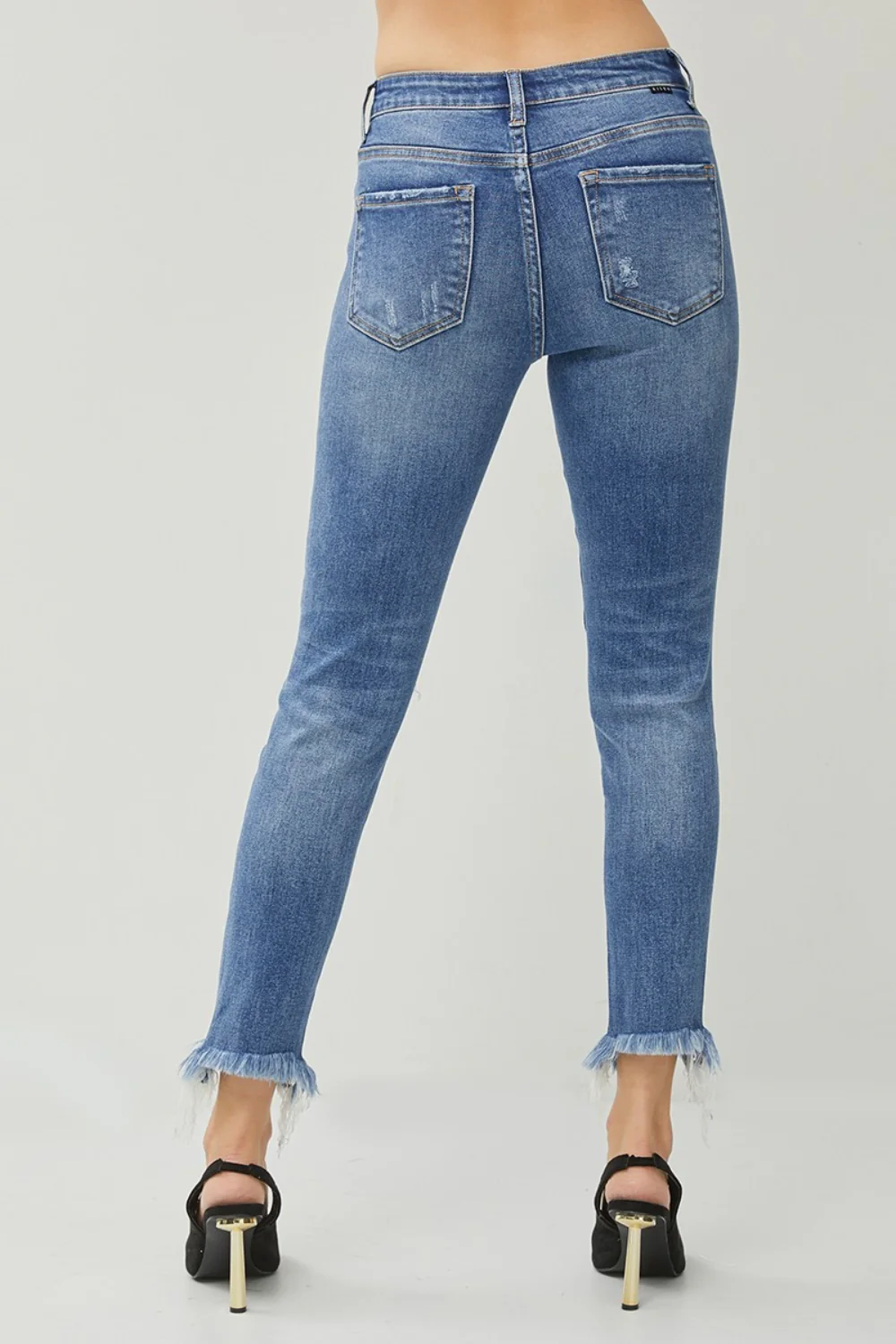 RISEN Distressed Frayed Hem Slim Jeans - Image 2