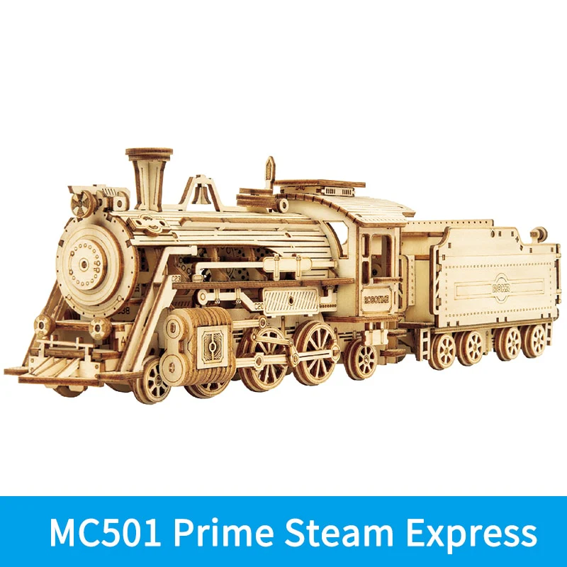 Robotime Rokr Wooden Mechanical Train 3D  Puzzle Car Toy Assembly Locomotive Model Building Kits for Children Kids Birthday Gift - Image 5