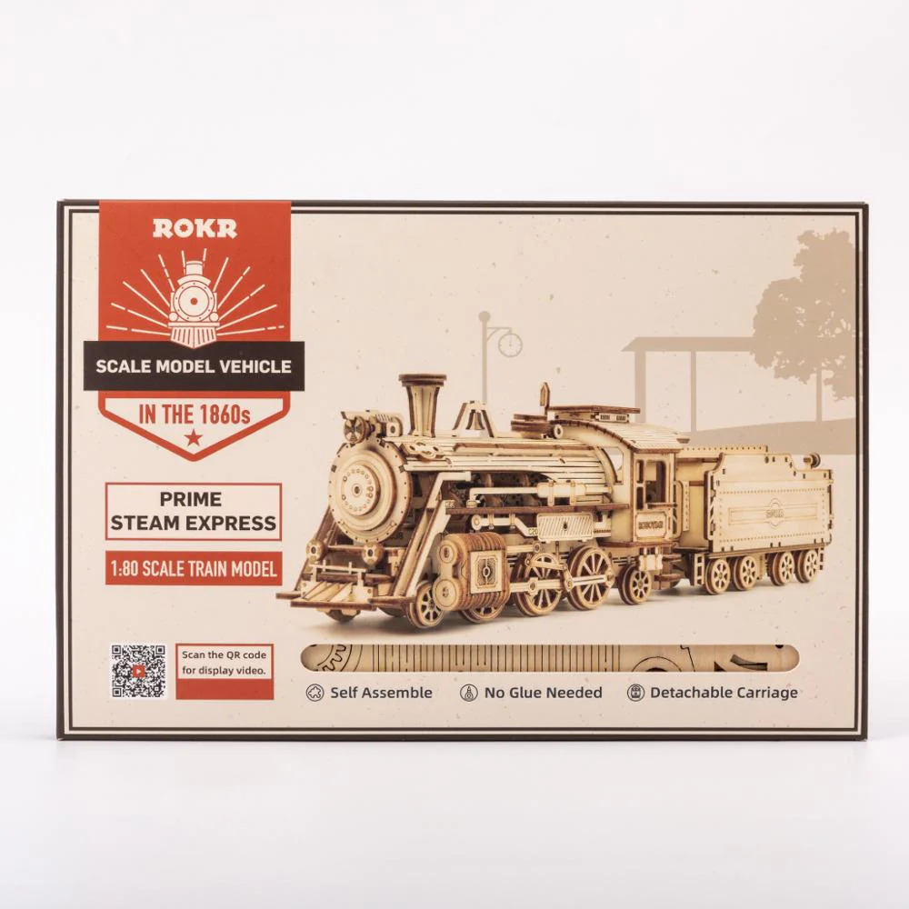 Robotime Rokr Wooden Mechanical Train 3D  Puzzle Car Toy Assembly Locomotive Model Building Kits for Children Kids Birthday Gift - Image 7