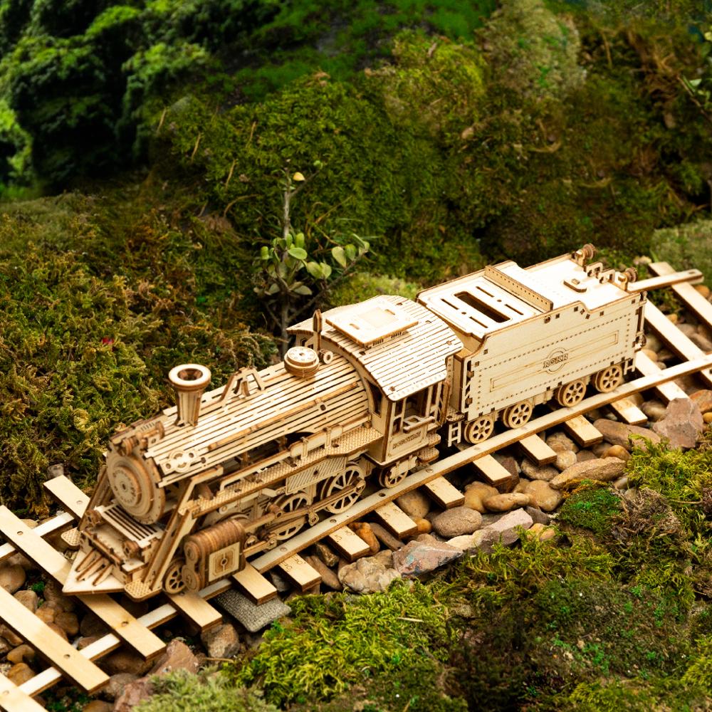 Robotime Rokr Wooden Mechanical Train 3D  Puzzle Car Toy Assembly Locomotive Model Building Kits for Children Kids Birthday Gift - Image 8