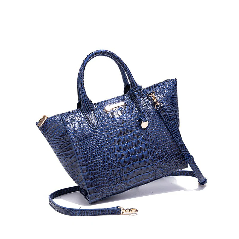 Roomy Women Tote Bag Crocodile Bag European and American Style Luxury PU Leather Crossbody Messenger Handbag Black 2022 New - Image 3