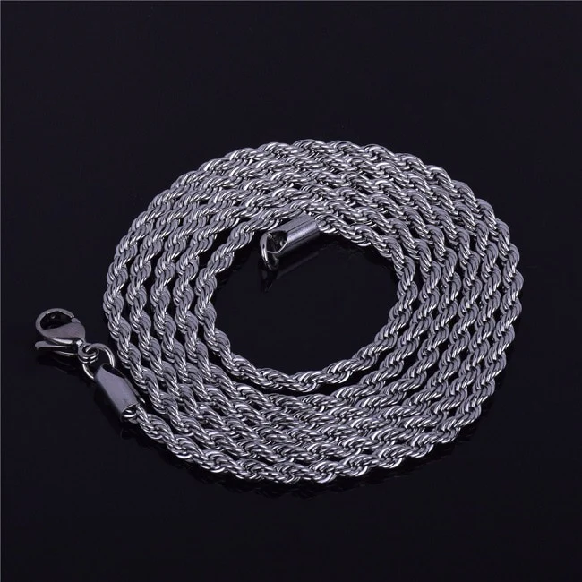 Rope Chain Necklace Gold Color Stainless Steel Hip Hop Jewelry For Women - Image 2