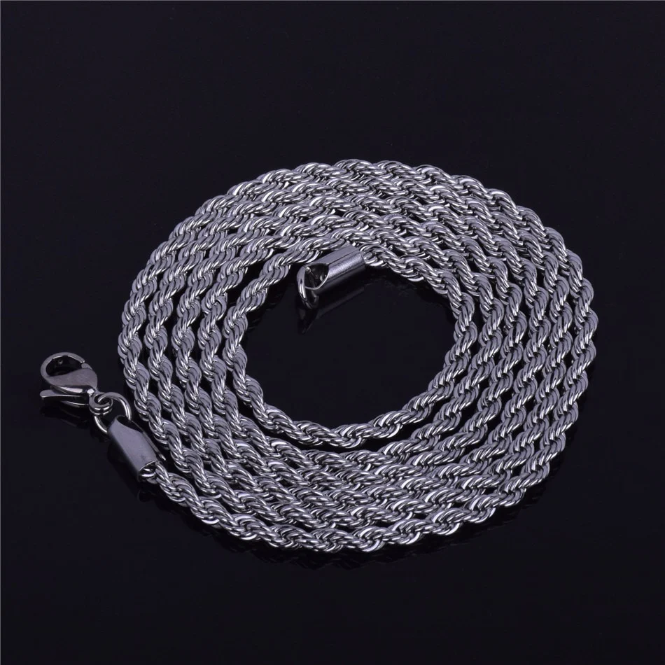 Rope Chain Necklace Gold Color Stainless Steel Hip Hop Jewelry For Women - Image 5