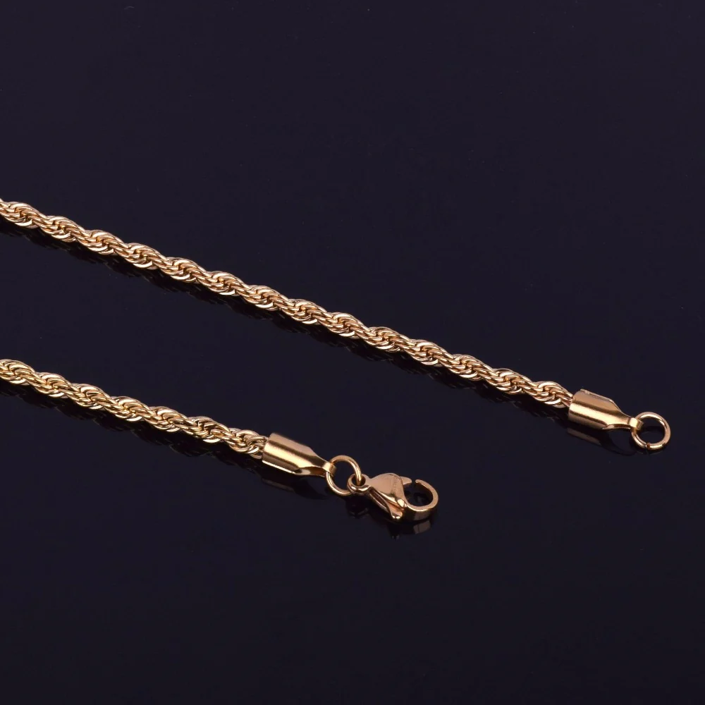 Rope Chain Necklace Gold Color Stainless Steel Hip Hop Jewelry For Women - Image 8