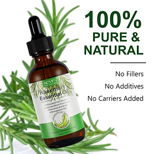Rosemary Essential Oil for Hair Growth, 100% Pure Organic Rosemary Oil for Eyebrow and Eyelash, Nourishes The Scalp, Improves Blood Circulation,Rid of Itchy & Dry Scalp, Hair Loss Treatment 60ml - Image 2