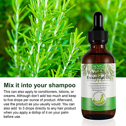 Rosemary Essential Oil for Hair Growth, 100% Pure Organic Rosemary Oil for Eyebrow and Eyelash, Nourishes The Scalp, Improves Blood Circulation,Rid of Itchy & Dry Scalp, Hair Loss Treatment 60ml - Image 4