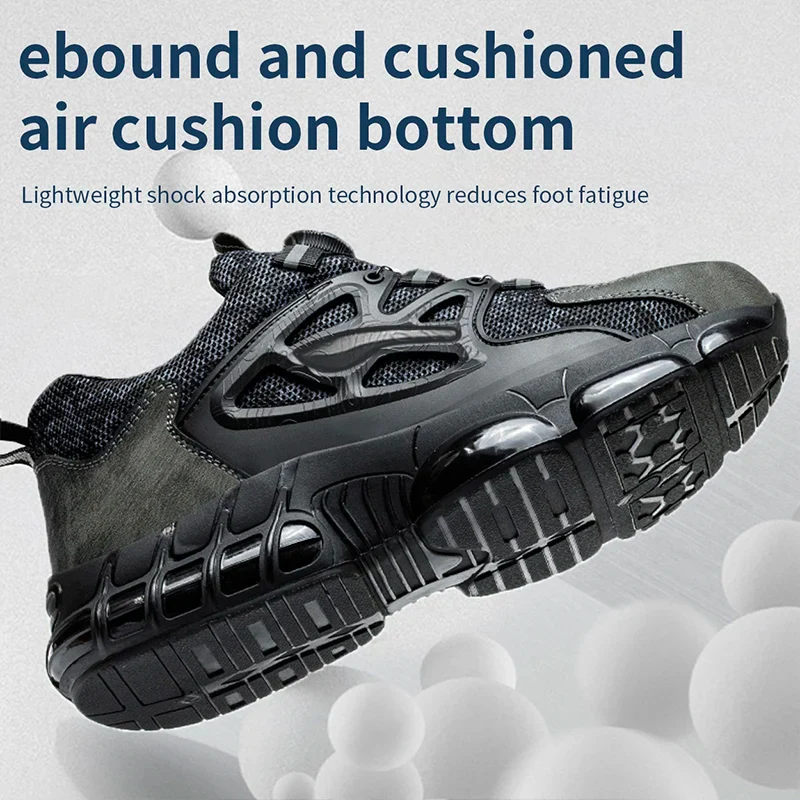 Rotating Button Safety Shoes Men Steel Toe Sneaker Air Cushion Work Shoes Man Puncture Proof Work Safety Boots Protective Shoes - Image 4
