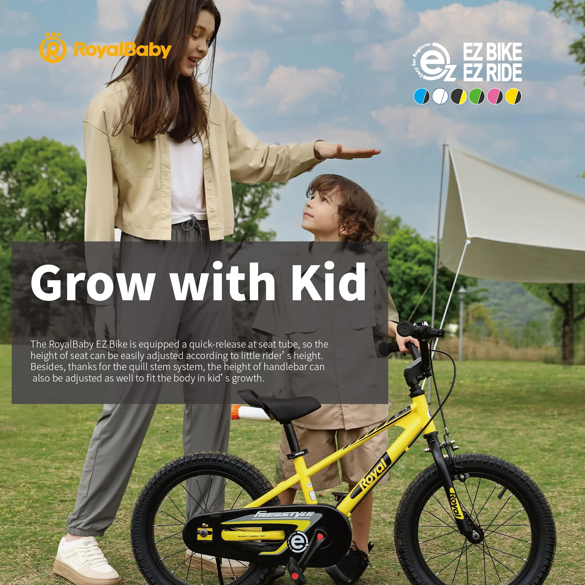 Royalbaby Freestyle EZ Kids Bike, Easy Learn Balancing to Biking, 16 Inch Balance & Pedal Bicycle, Instant Assembly Boys Girls Ages 4-7 Years, 16" Blue - Image 3