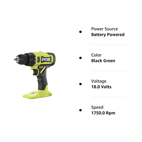 RYOBI ONE+ 18V Cordless 1/2 in. Drill/Driver (Tool Only) PCL206B Black Green - Image 2