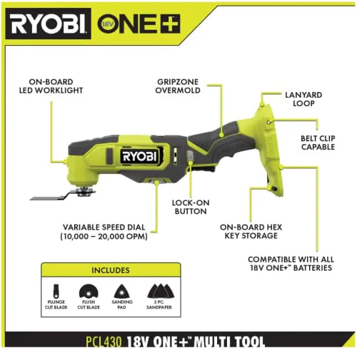 RYOBI ONE+ PCL1600K2 18V Cordless 6-Tool Combo Kit with 1.5 Ah Battery, 4.0 Ah Battery, and Charger - Image 4