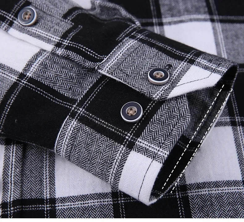 S-11XL Plaid Flannel Shirts For Men's Long Sleeve Cotton Fashion Design Young Casual Standard-Fit Thick Man Shirt Blouse Clothes - Image 16