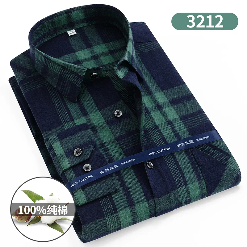 S-11XL Plaid Flannel Shirts For Men's Long Sleeve Cotton Fashion Design Young Casual Standard-Fit Thick Man Shirt Blouse Clothes - Image 25