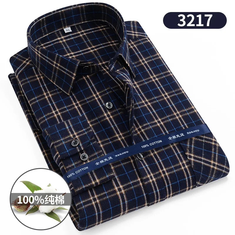 S-11XL Plaid Flannel Shirts For Men's Long Sleeve Cotton Fashion Design Young Casual Standard-Fit Thick Man Shirt Blouse Clothes - Image 27