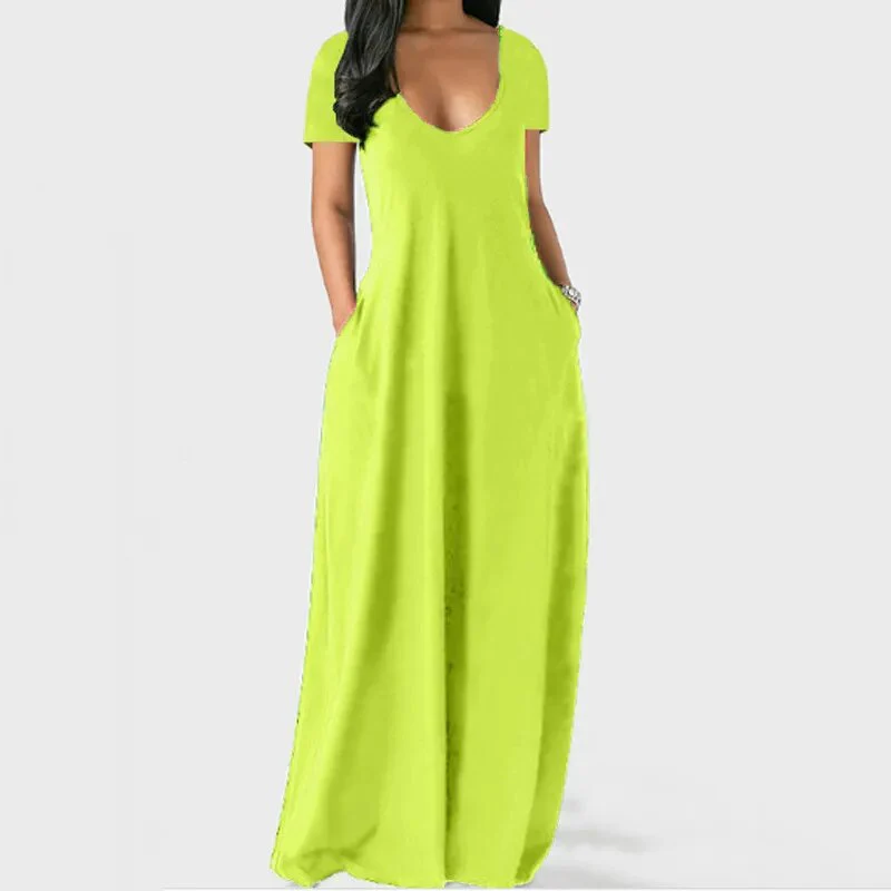 S-5XL Women Casual Dresses Ladies Fashion Loose Sexy V-Neck Fall Clothes Casual Maxi Solid Color Plus Size Long Dress - Image 7