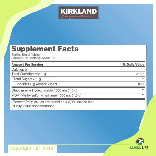 Kirkland Signature Extra Strength Glucosamine Extra Strength HCl with MSM, 375 Tablets Bundled with AM/PM Weekly Pill Planner, 7.5" (1) - Image 4