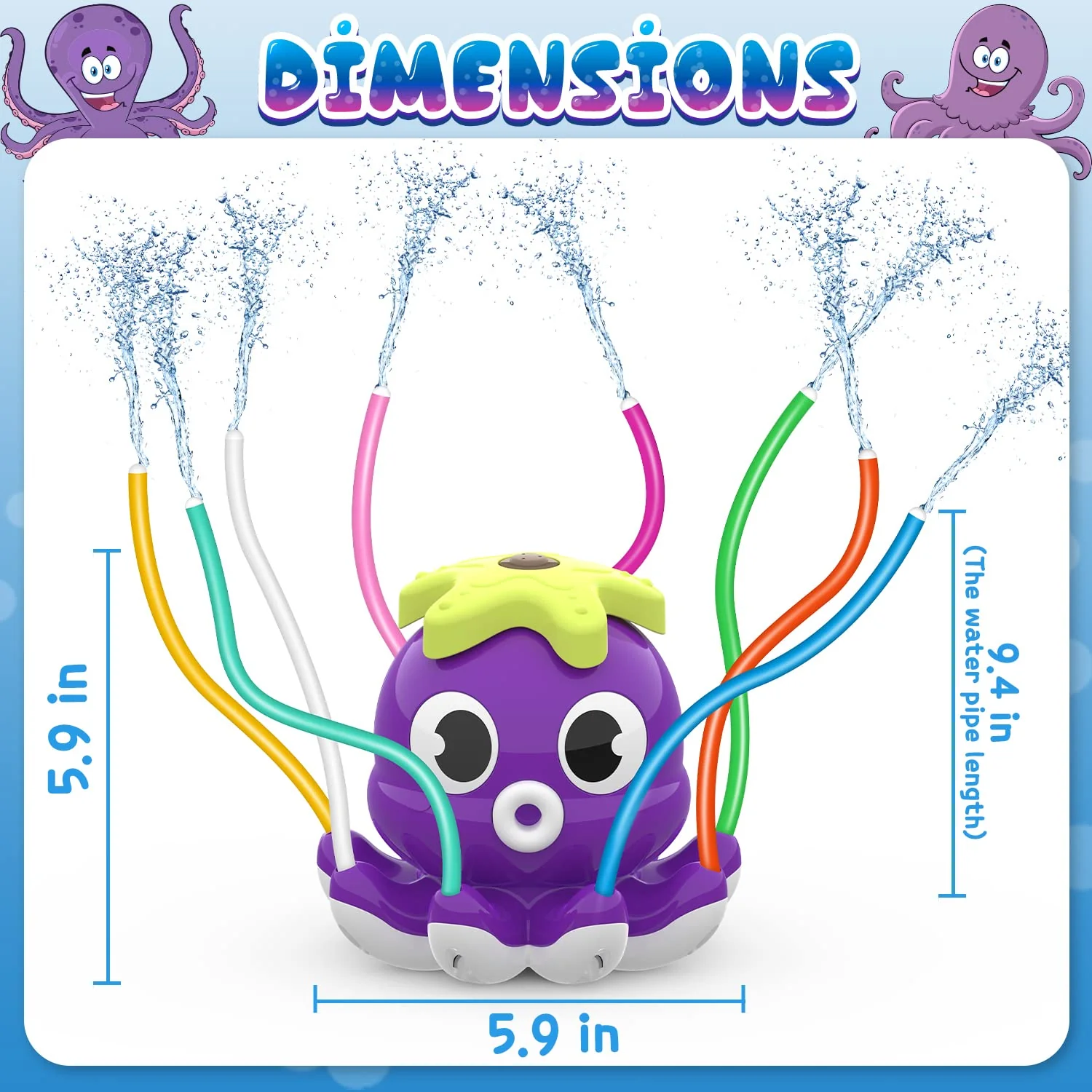 SAMTOP Outdoor Water Spray Sprinkler for Kids and Toddlers, Summer Outside Toys Backyard Games with 8 Wiggle Tubes, Attaches to Garden Hose Splashing Fun Toys for 3 4 5 6 7 8 Year Old Boys Girls Gift - Image 2