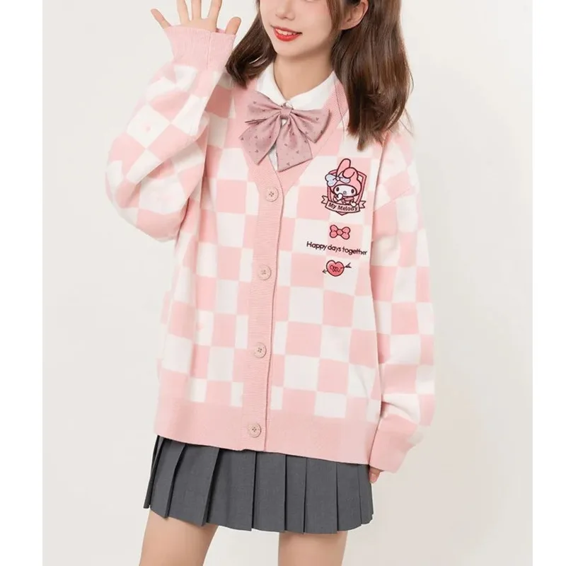 Sanrio Y2k Cinnamoroll Kawaii Cardigan Women Kuromi Melody Korean Fashion Sweater Female Preppy Style Long Knit Top Clothes 2023 - Image 2