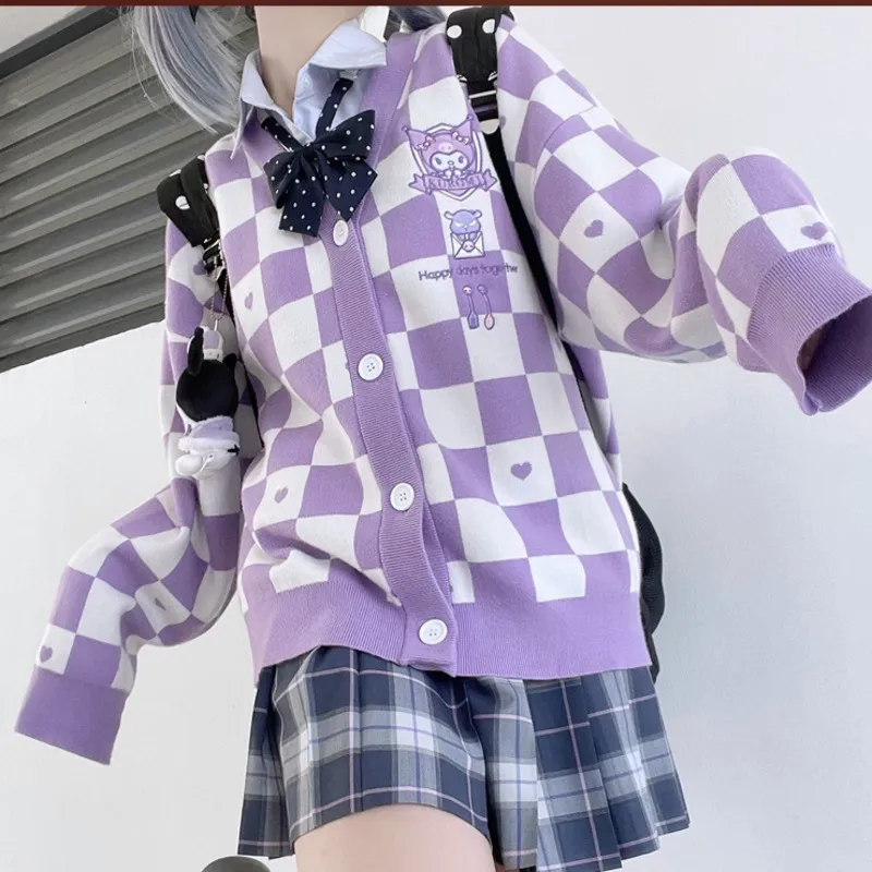 Sanrio Y2k Cinnamoroll Kawaii Cardigan Women Kuromi Melody Korean Fashion Sweater Female Preppy Style Long Knit Top Clothes 2023 - Image 3