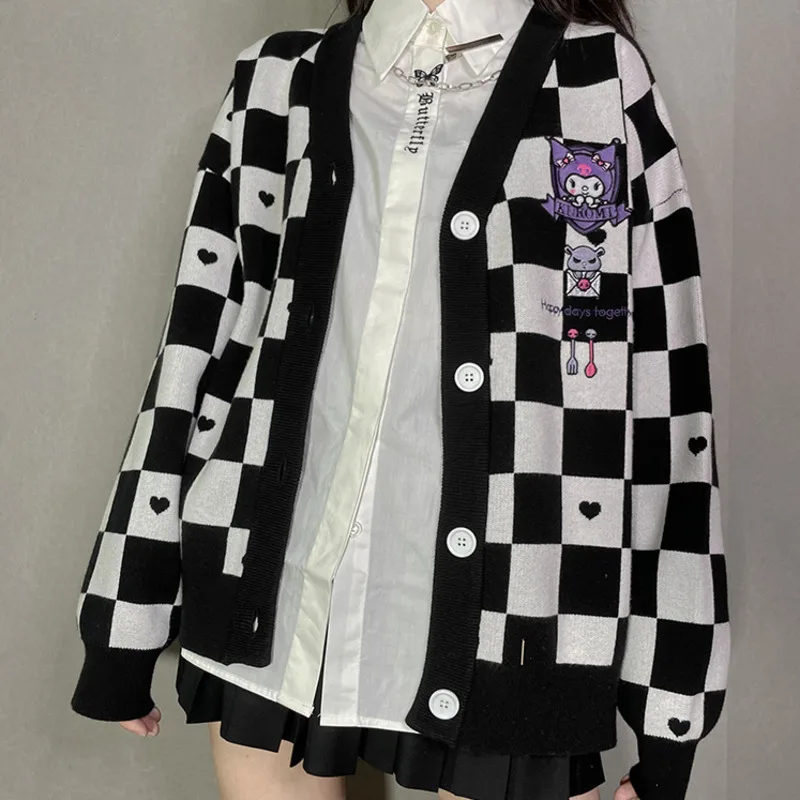 Sanrio Y2k Cinnamoroll Kawaii Cardigan Women Kuromi Melody Korean Fashion Sweater Female Preppy Style Long Knit Top Clothes 2023 - Image 6