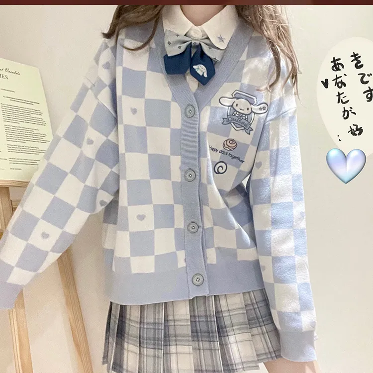 Sanrio Y2k Cinnamoroll Kawaii Cardigan Women Kuromi Melody Korean Fashion Sweater Female Preppy Style Long Knit Top Clothes 2023 - Image 9